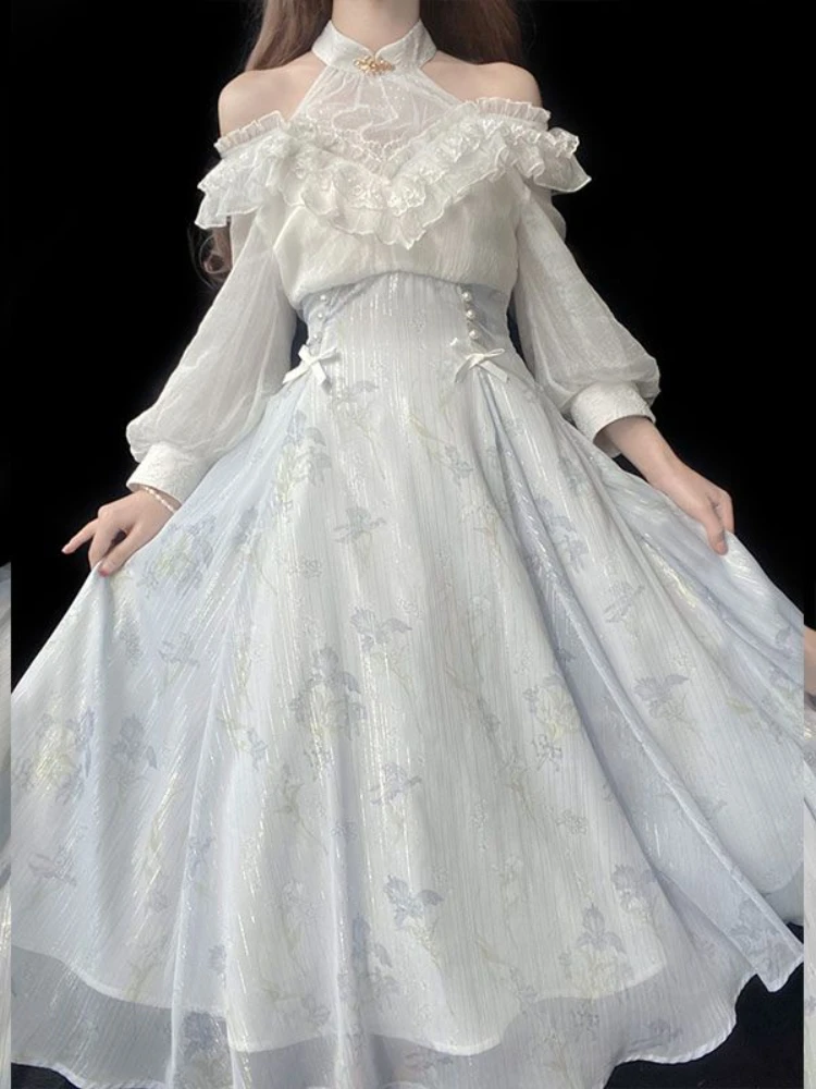 فستان نسائي بقطعة واحدة بنقشة  - مراجعة French Vintage Floral Midi Dress وسعره