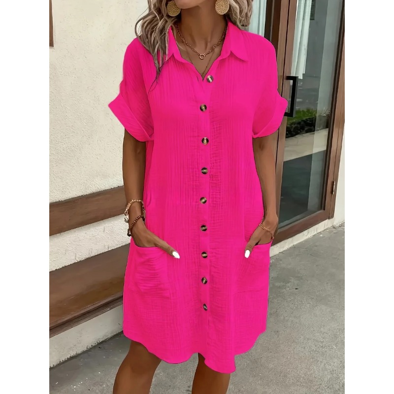 فستان نسائي عصري كاجوال من الق - مراجعة Casual Loose Linen Shirt Dress وسعره