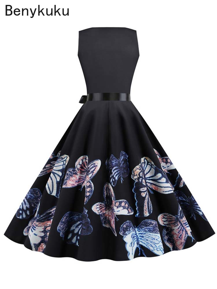 1950s خمر فستان صيفي المرأة فس - مراجعة French Vintage Floral Midi Dress وسعره