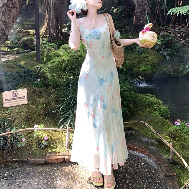 فستان كاواي سويت Y2k ياباني مي - مراجعة French Vintage Floral Midi Dress وسعره